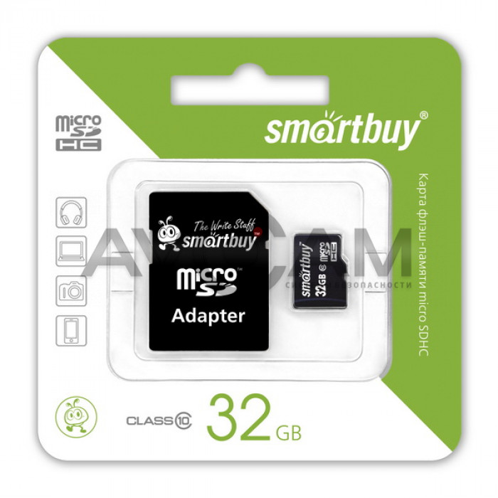 Карта памяти Smartbuy MicroSDHC 32Gb Class 10 + адаптер SD